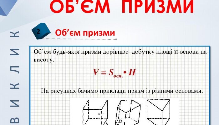 Об’єм призми: ефективна формула обчислення для точних результатів