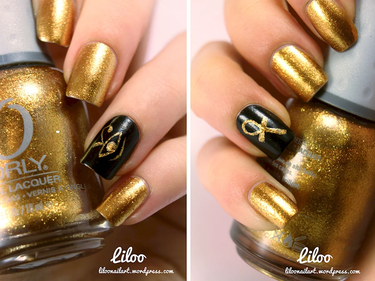 Маникюр под золотое платье