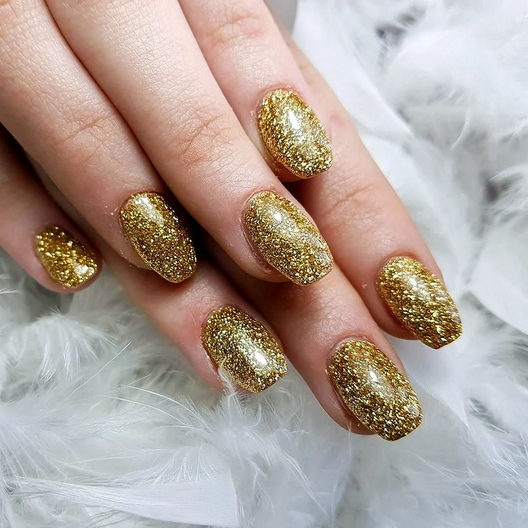 Золотой Шиммер маникюр