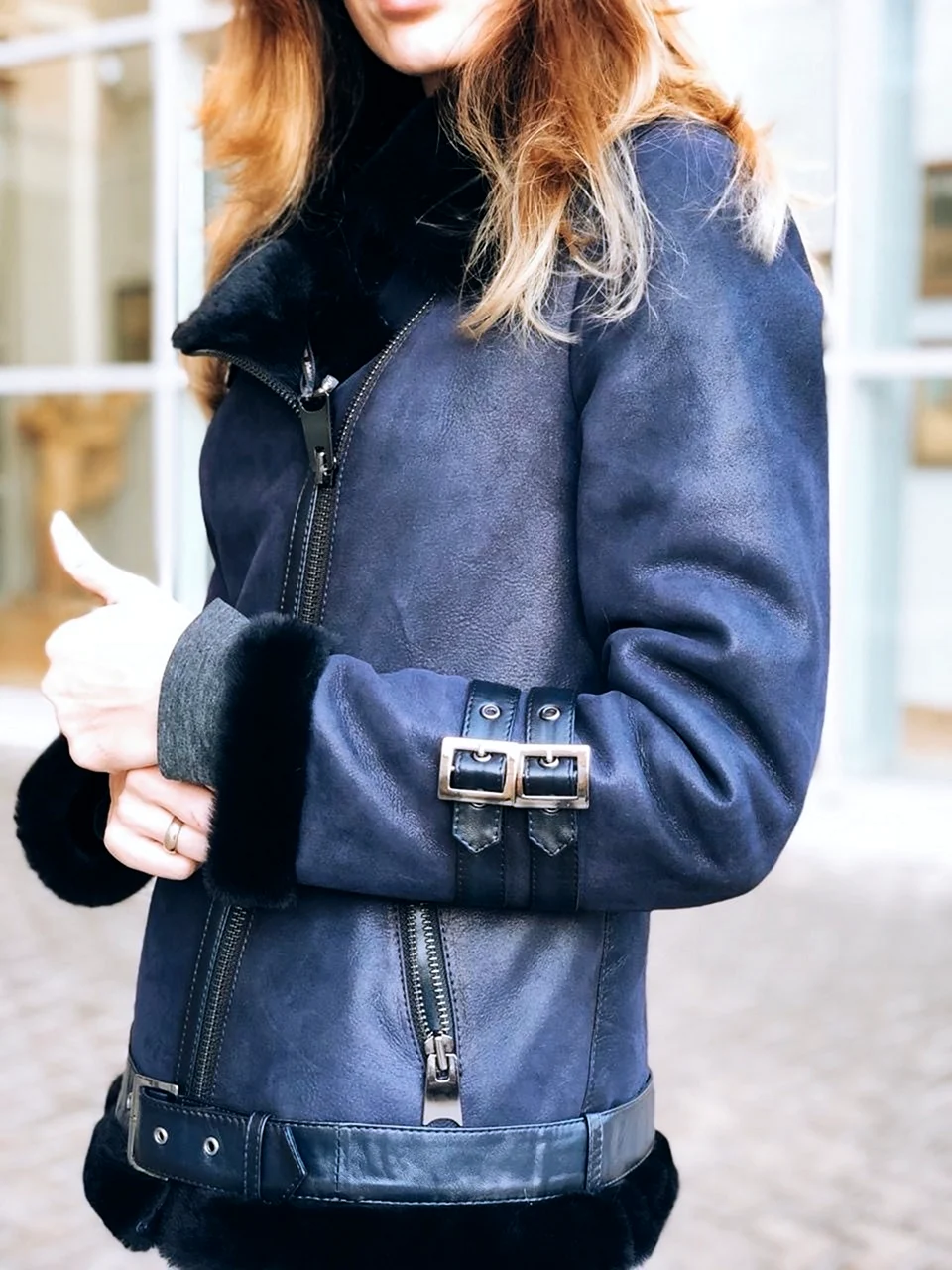 Голубая дубленка Авиатор