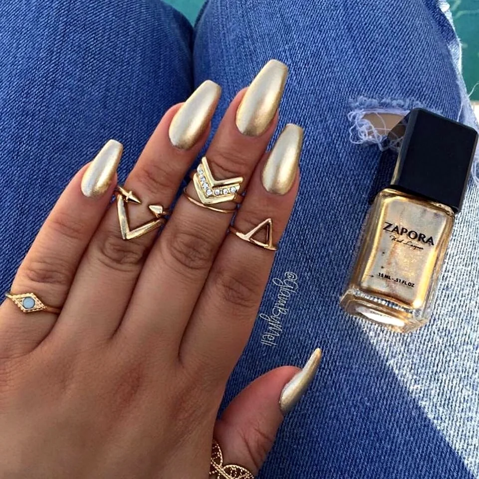 Ногти золото с серебром