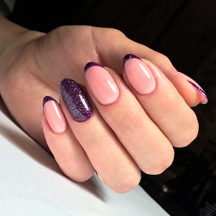 Маникюр однотонный гель-лак на овальные ногти